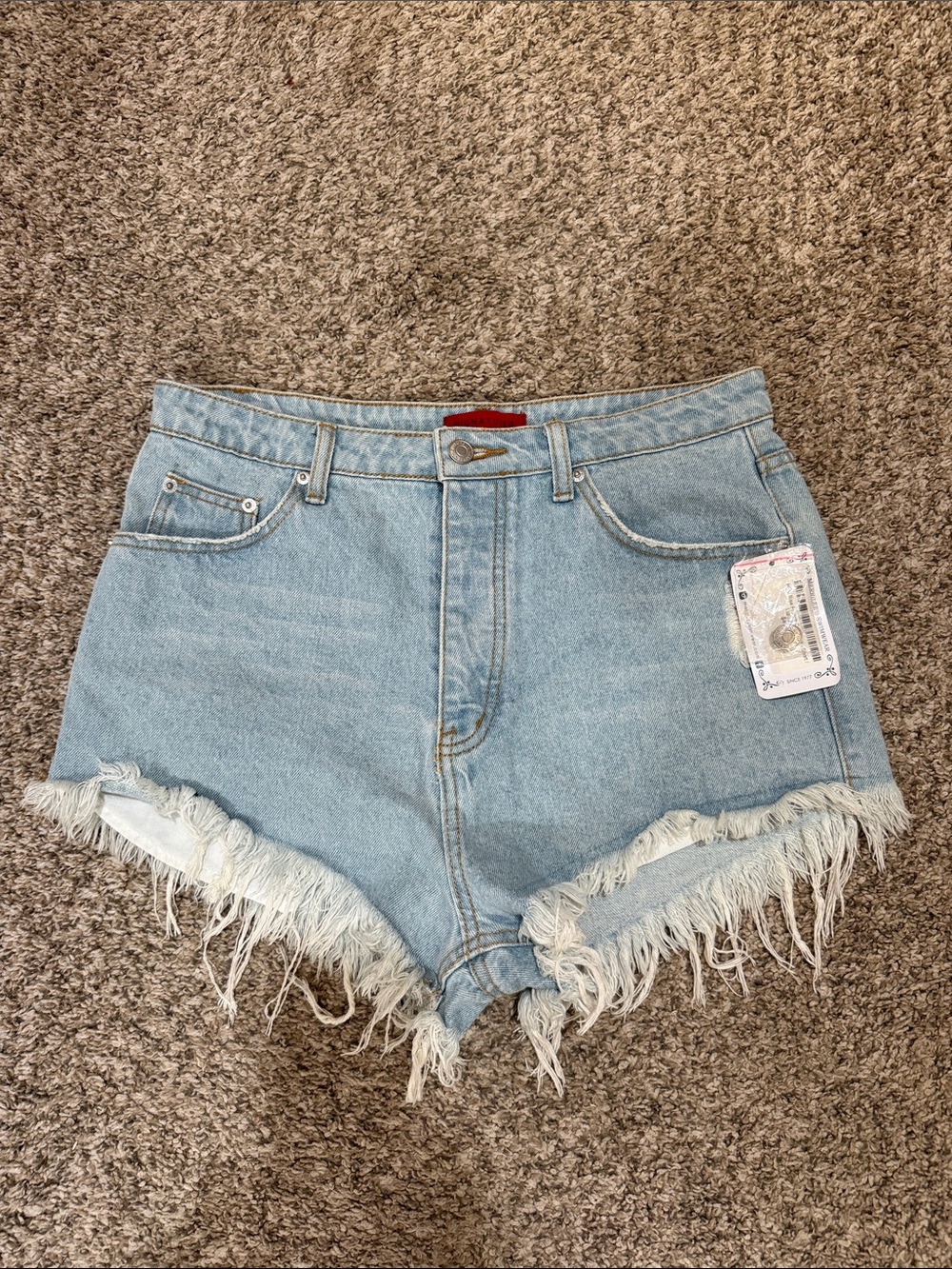 Light Blue Frayed Hem High-Waist Denim Shorts - NWT